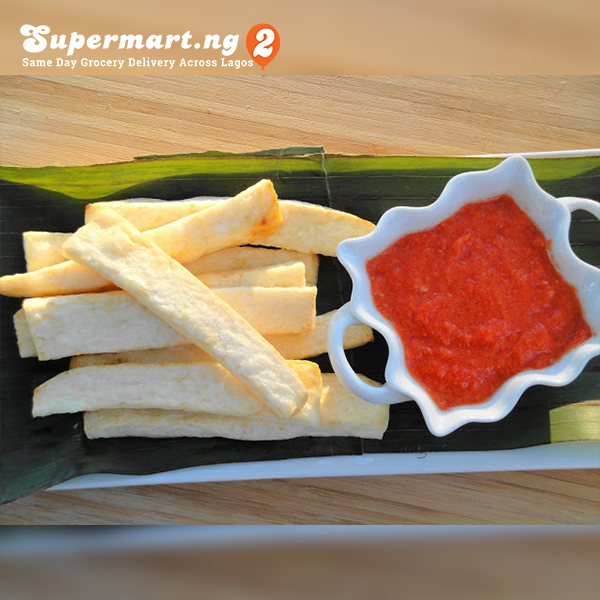 Fried yam and pepper sauce